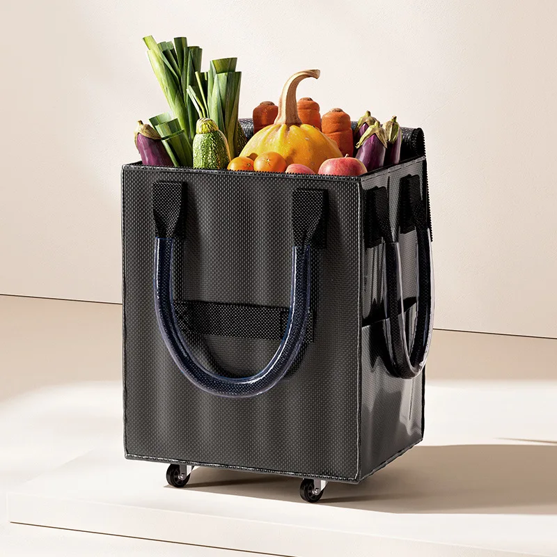 Roller Skating Shopping Bag Long Handheld Folding Storage Bag Tugboat Luggage Outdoor Business Travel Shopping Cart Bag