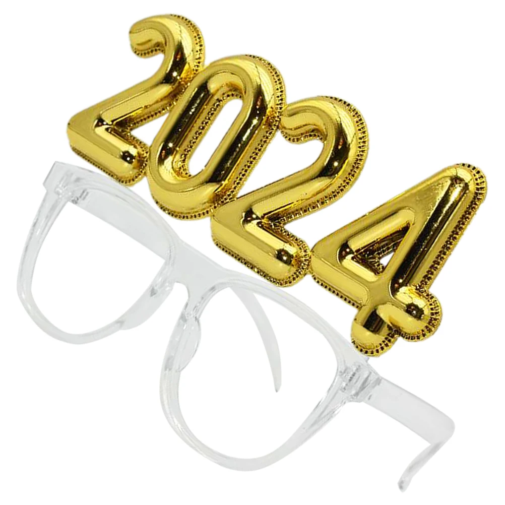 

2024 Digital Glasses Transparent Gold Number Party Props Photo Fun New Year Eyewear Fashion Accessories Novel Design Plastic