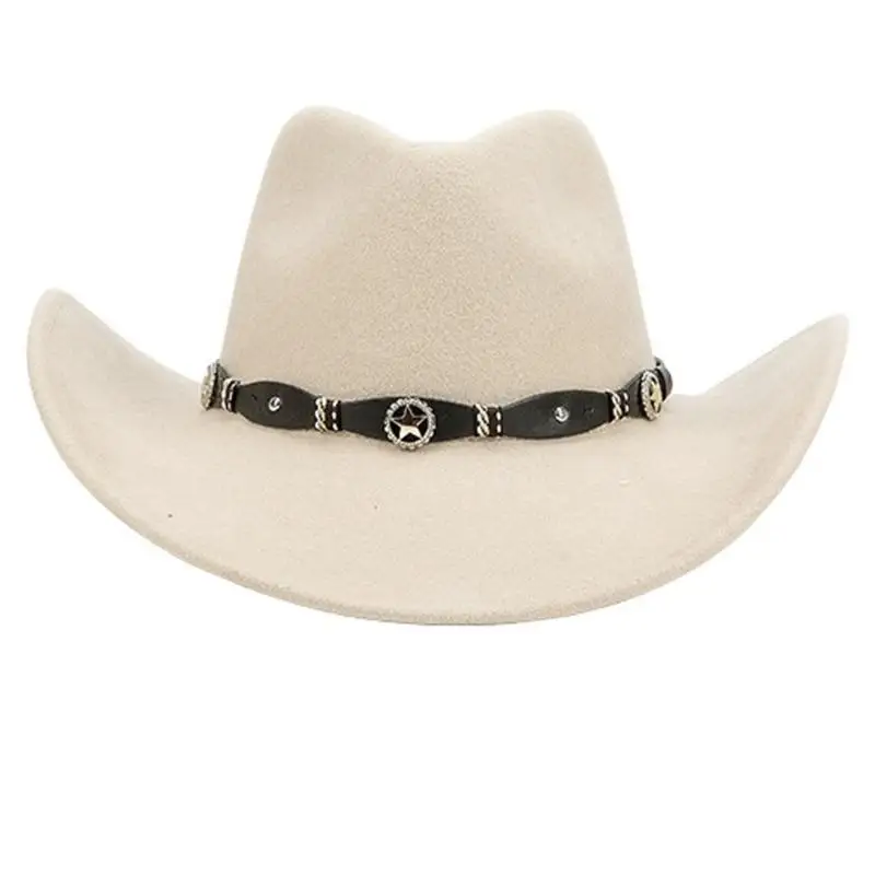 Sombrero fieltro lana 652F, sombrero occidental sombrero informal, sombrero borde ancho