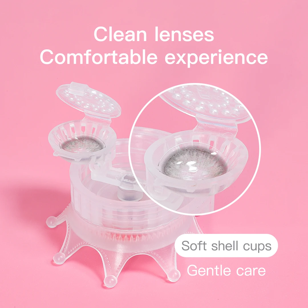 MAGISTER Colored Eye Contacts Lenses Cleaner White Plastic Rotary cleaning Cleaning Suitable For Most Lens Sizes 14.00~16.00MM