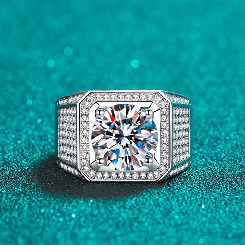 Imagem -04 - Neetim d Cor 10 Quilates Moissanite Anel para Homem S925 Prata Esterlina Chapeado com Ouro Branco Luxo Homem Anel de Casamento Jóias Finas