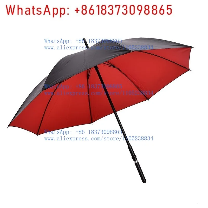Long Handle Self-Defense Umbrella, Black Plastic Sunshade, Straight Pole, Pull-Out Function, Sunscreen