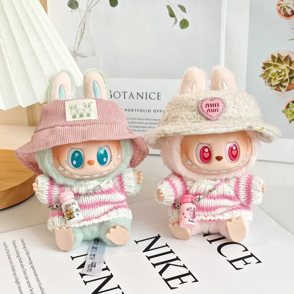 Mini Doll'S Clothes Outfit Accessories For Korea Kpop Exo 15-17cm Labubu Idol V1 V2 Pink Striped Suit Clothing Gift