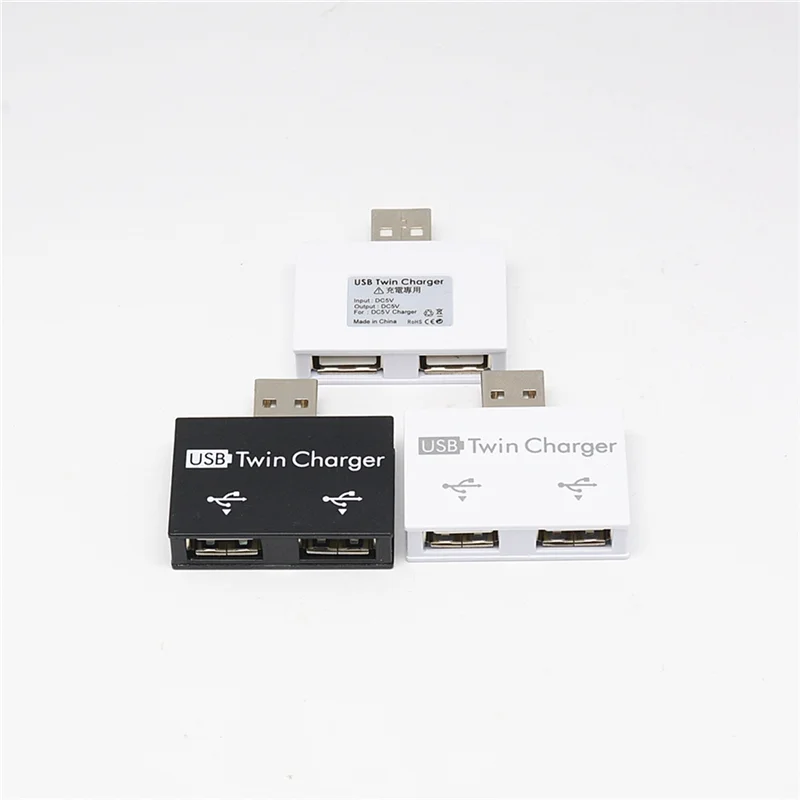 แบบพกพา Mini USB Hub ถึง 2 พอร์ต Charger Hub Adapter USB Splitter Dual USB ชาร์จ Extender สําหรับโทรศัพท์คอมพิวเตอร์สีดํา