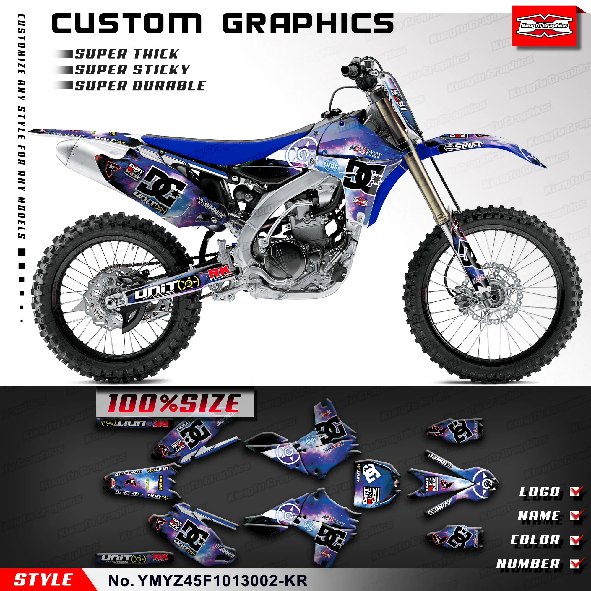 

KUNGFU GRAPHICS Dirt Bike Decals Custom Sticker Kit Complete Vinyl Wraps for Yamaha YZ450F 2010 2011 2012 2013 YMYZ45F1013002-KR