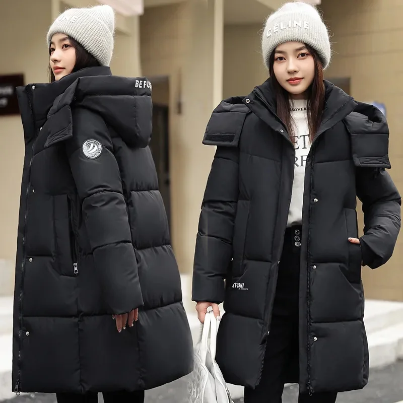 2025 Winter New Down Cotton Jacket Women's Fashion Casual Student Thick Hooded Coat Female Windbreak Snow Parker Overcoat