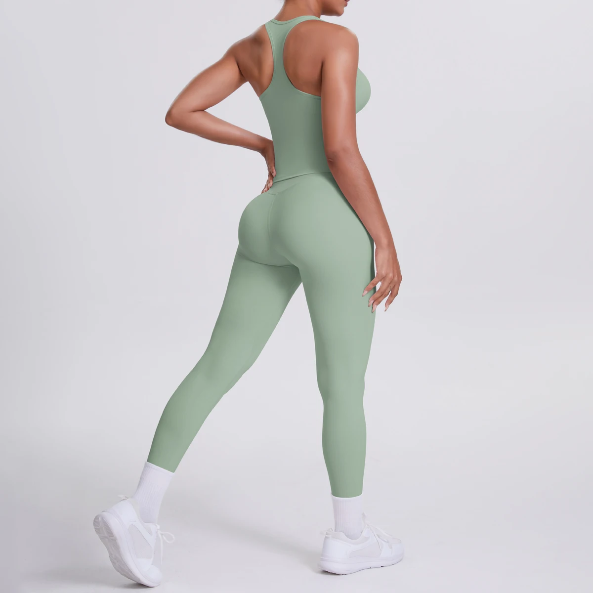 Yoga Top Set Fitness Gym Anzug Training Ärmellose Sport Gym Tops Crossover Zurück Sport Unterwäsche Bauch-steuer Abnehmen – Detail 37