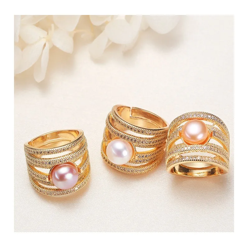 

Internet Celebrity Fashion Personality Temperament Pearl Exaggerated Index Finger Female Niche Design Retro Freshwater Pearl Rin