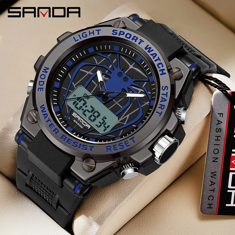 

SANDA Digital Watch Men Military Sport Chronograph Date Quartz Wristwatch Original 50m Waterproof Male Electronic Clock New 3159