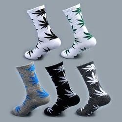 Cool Bamboo Summer Women Men's Funny Ankle Socks Hemp Meias Long Happy Maple Leaf sokken Cotton Weed Grass White Black Socken