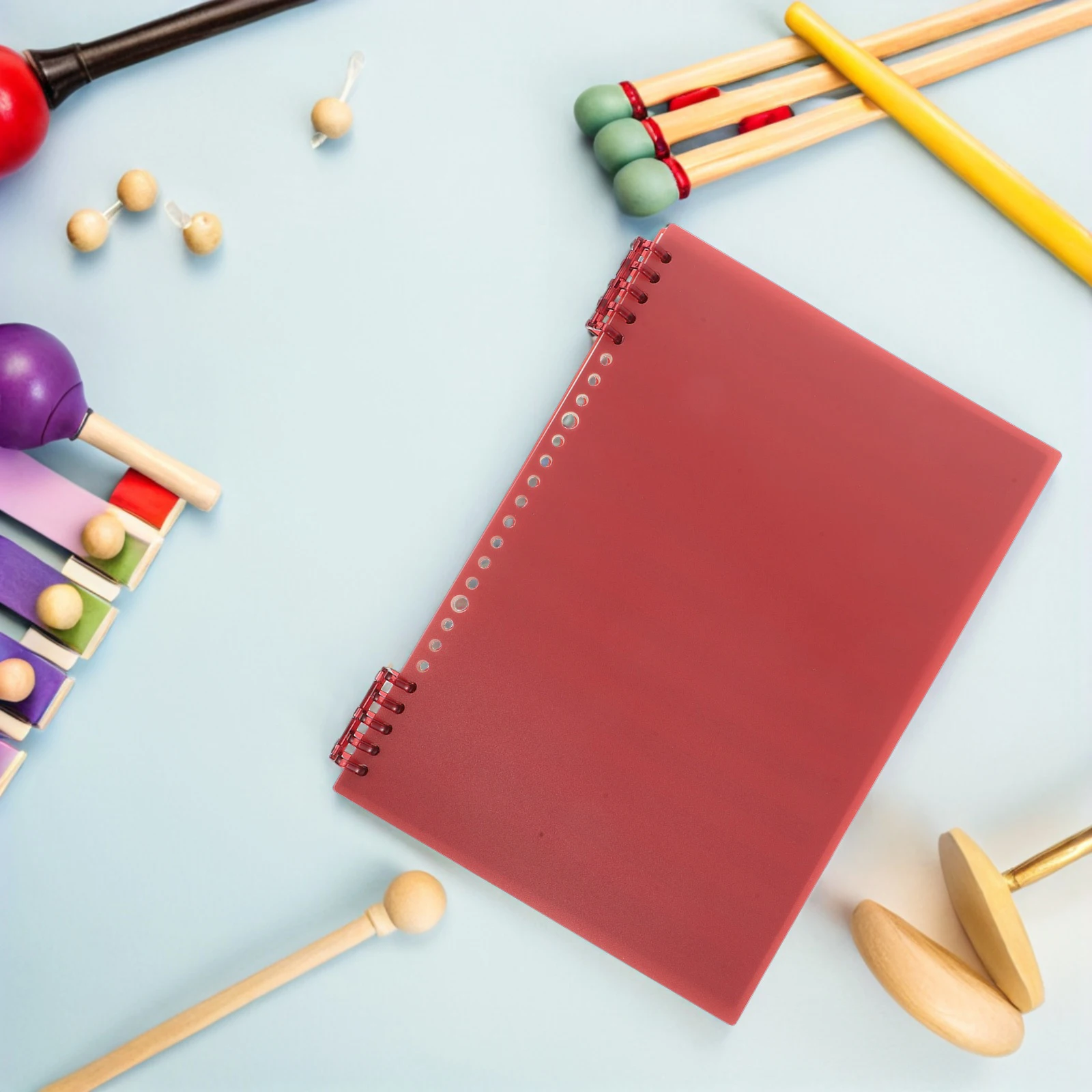 

Five-line Loose-leaf Book Notebook Music Manuscript Red Plastic Guitar Piano Stave Notebooks Child