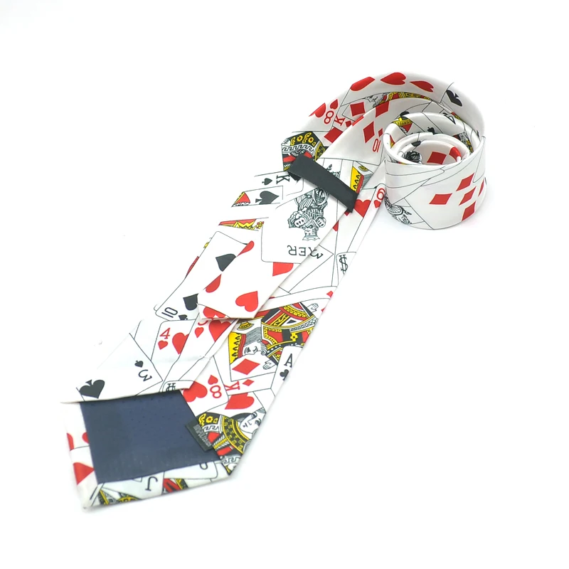 Mens Ties Necktie Formal Dress Gift Wedding Shirts Cravat 4 Inch Width Playing Card/Poker White Party Business Fashion 2020 New