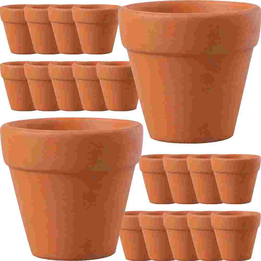 20 Pcs Square Ceramic Flowerpot Mini Thumb Lovely Pots Clay Automatic Brown Small Plant House Accessories Office