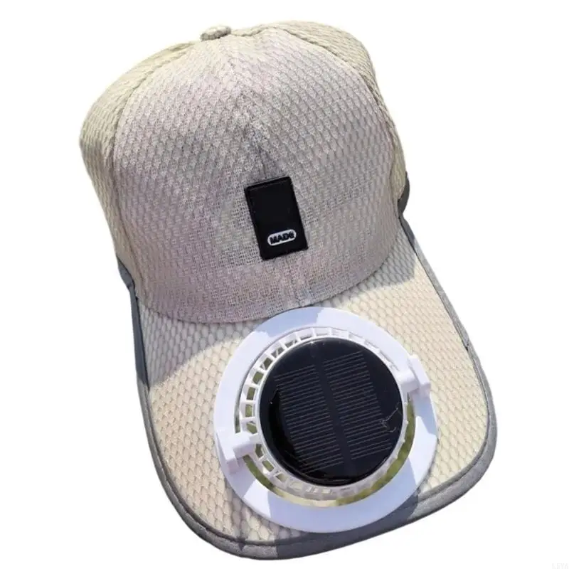 

L5YA Solar Ventilation Hat with Safety Fan Guard outdoor adventures Accessory