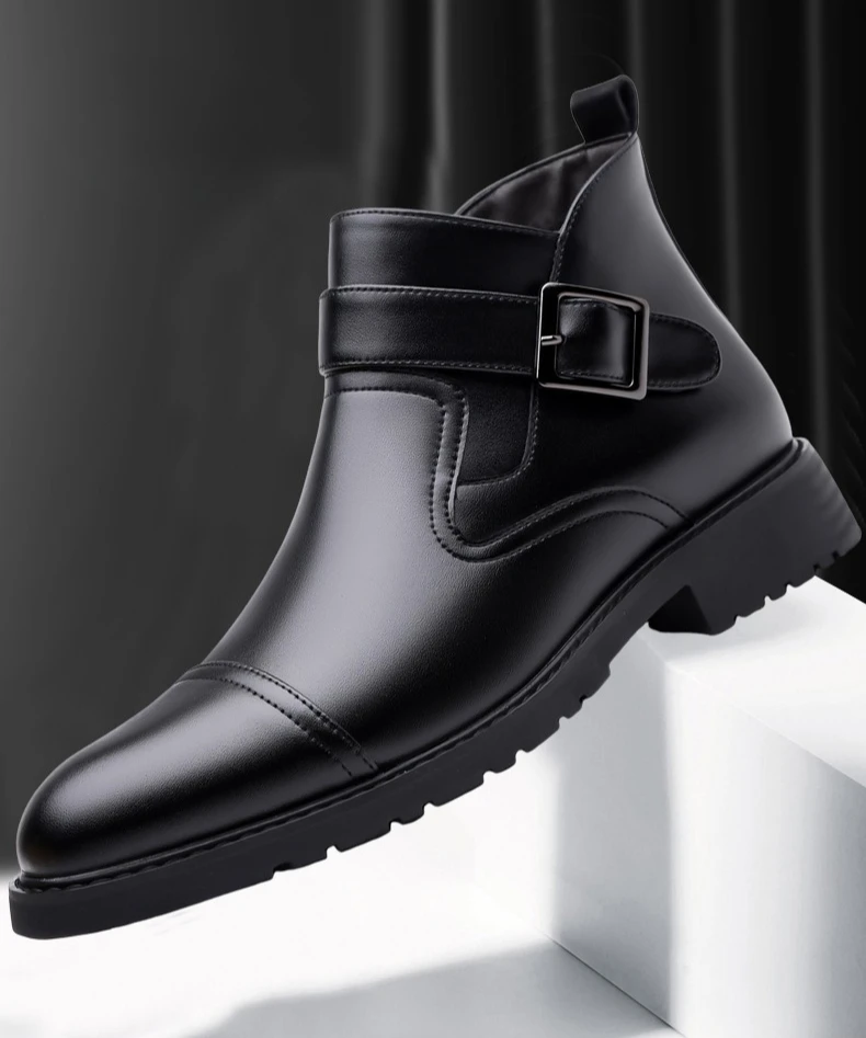 Luxuriöse Business-Herren-Lederstiefel Modische Schnallen-Lederstiefel Elegante Herbst-Neuheit Vielseitige Knöchelstiefel – Detail 2