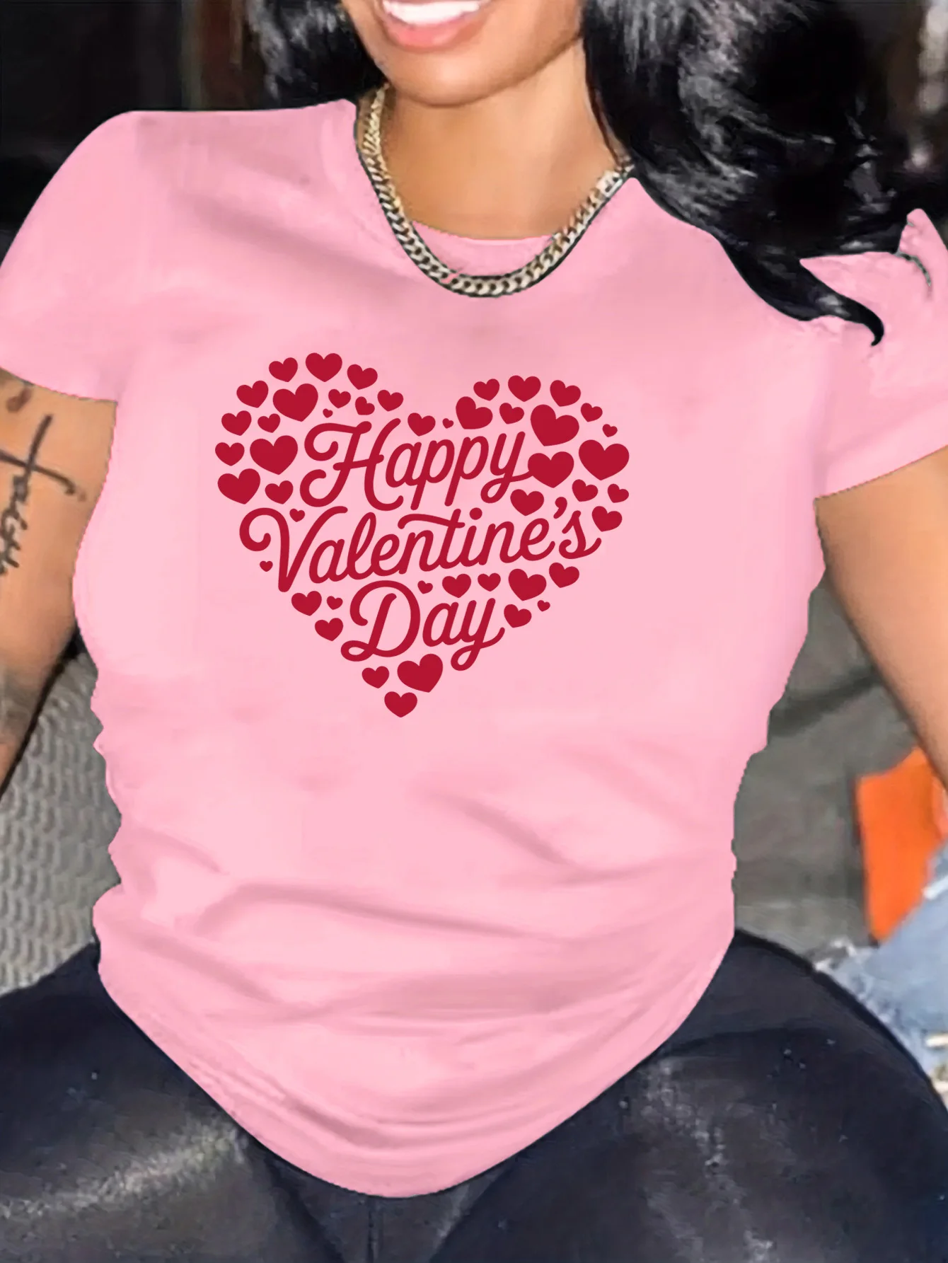 Frauen Valentinstag Herz Druck T-Shirt Harajuku Kurzarm Casual T-shirt Kleidung Straße Tops Tees Ästhetische Kleidung