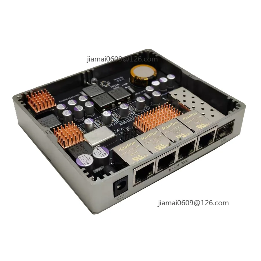 HIFI Signal Switcher 4 Electrical Ports + 1 SFP Slot 0.1ppm TCXO Supports Optical & Electrical Module 5V DC Power Supply