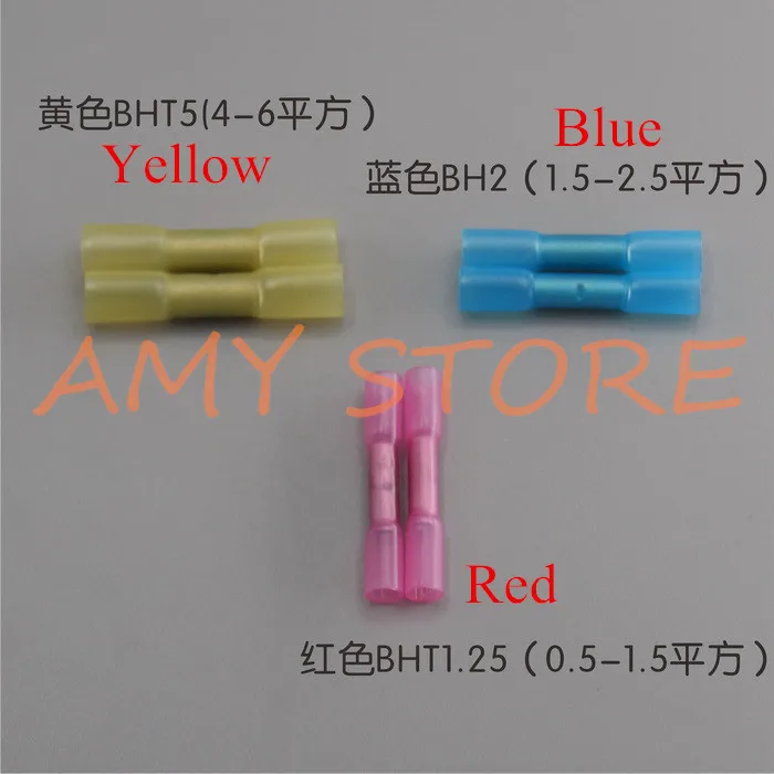 100Pcs Water Proof Solder Seal Splice Mixed Heat Shrink Butt Electrical Crimp Terminals Wire Cable Connectors AWG10-22 0.5-6mm2