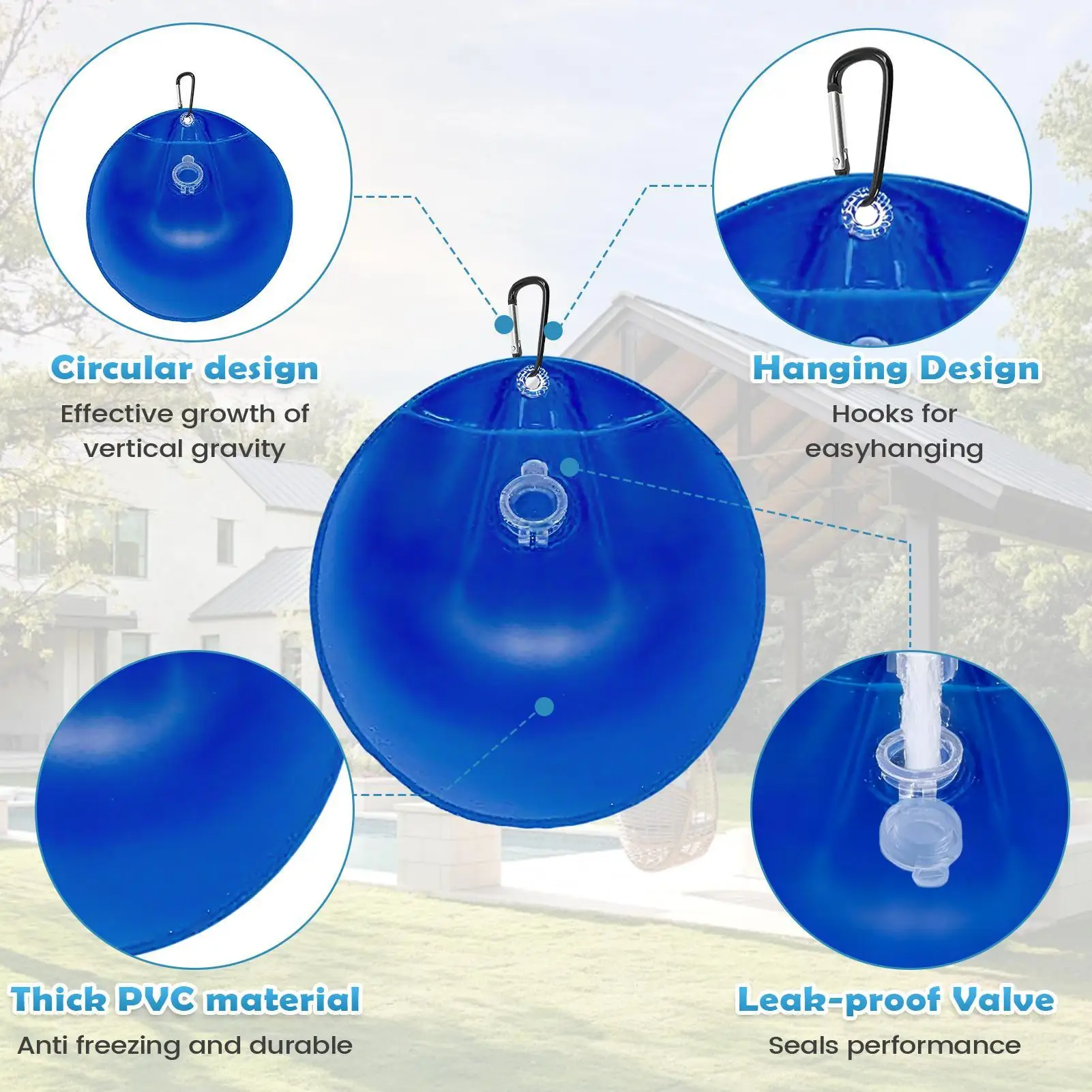 

Гири для бассейна, 10-компонентные мешки для воды с пряжкой для бассейна, утолщенные гири для ванны для бассейна, заднего двора, сада, зимы