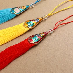 Beautiful Chinese Tassels Enamel Color Flower 16cm Fine Polyester Thread Tassels Handicrafts Ornament