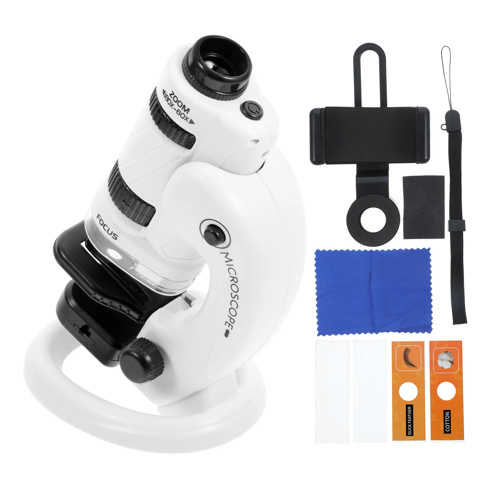 Kit científico de microscópio portátil para crianças, ferramenta educacional, ampliação 60x-180x, experimento de biologia, fornecimento de estudantes