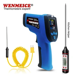 WENMEICE Infrared Thermometers With K-Type Probe Non-contact High Temperature Meter Imager Infrared Laser Thermometer