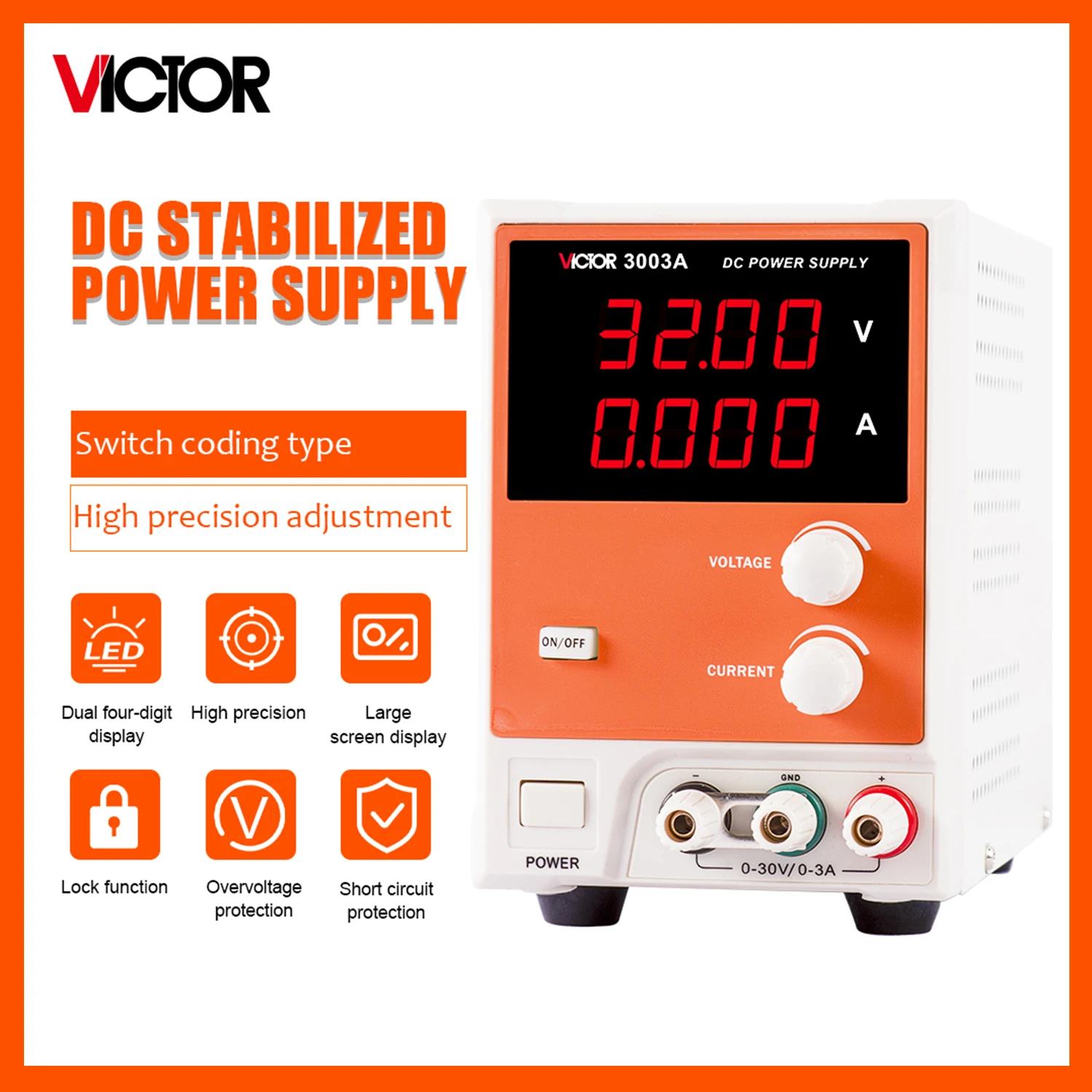 VICTOR 3003A 3005A 3010A Bench Switching code Type DC Power Supply Stabilization 32V 5A Adjustable With Lock Function VC3003A.