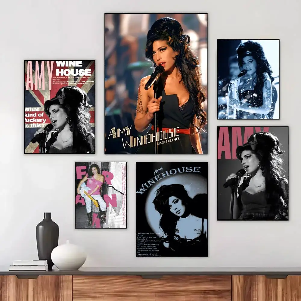 Amy Winehouse Singer Retro Soul Poster Modern Aesthetic Wall Art Print Minimalist Bedroom Living Room Home Decor Gift