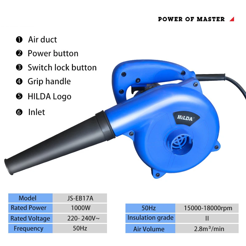 HILDA 1000W Air Blower  Computer Cleaner Portable Electric Air Compressor Dust Collector Home Improvement and Tools Appliances