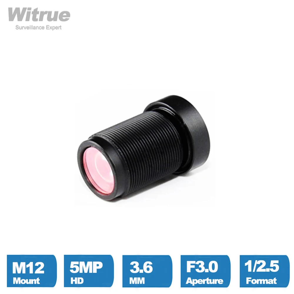 Witrue Distortion Free CCTV Lens M12 Mount 5MP 3.6mm with 650nm IR Filter 1/2.5\