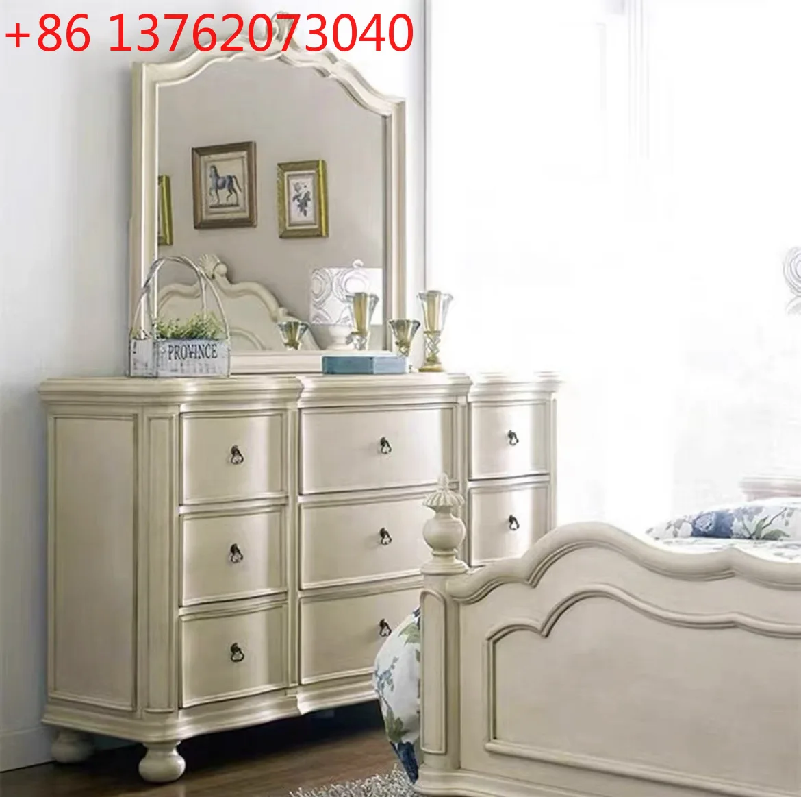 

American light luxury solid wood dresser French vintage bedroom decoration storage cabinet