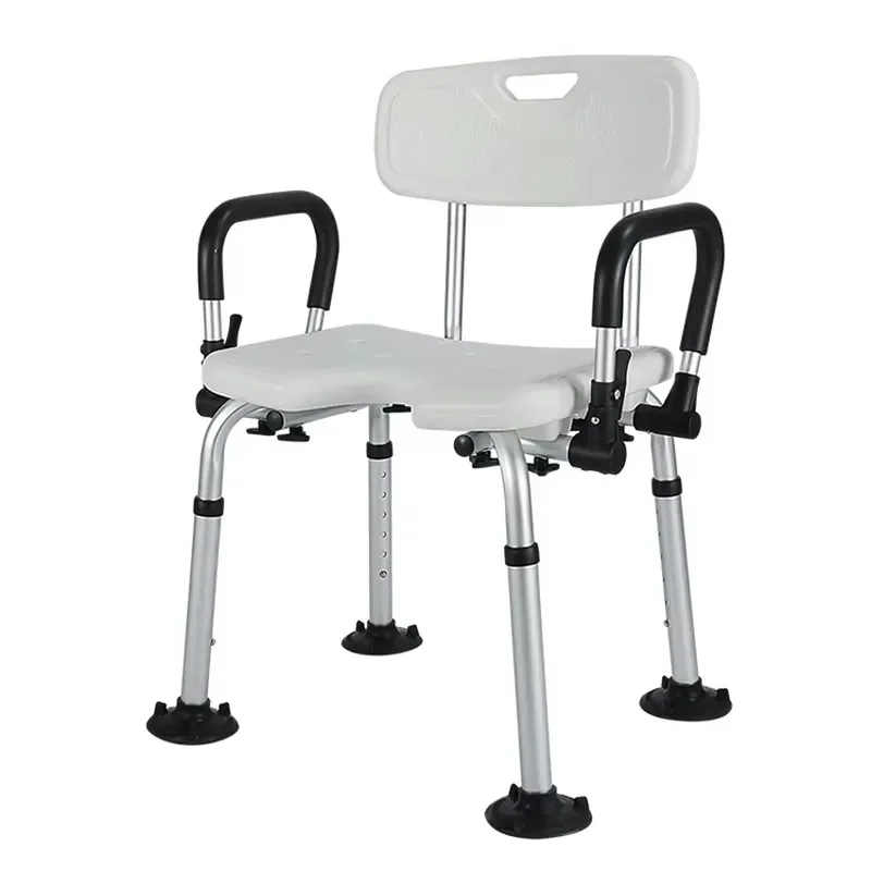 Simplywalk aluminum alloy 150KG U-shaped bath shower chair, flippable armrest, bathroom elderly use UKCA OEM ODM service