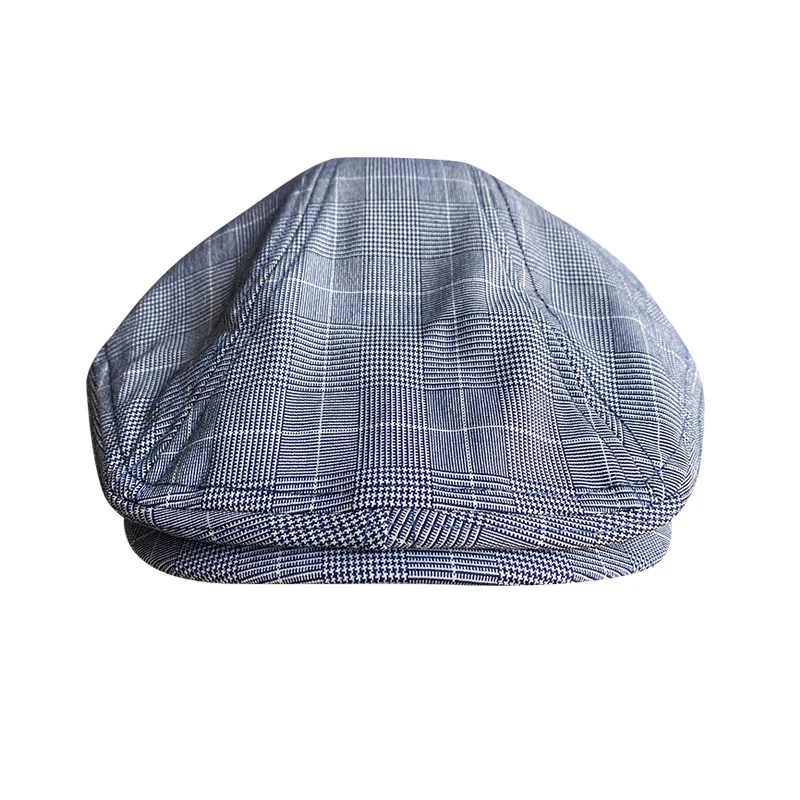 New Men Hats Spring Summer Autumn Sun Newsboy Hats Classic Western Newsboy Caps Plaid Cotton Flat Brim Men Berets Cap BJM78