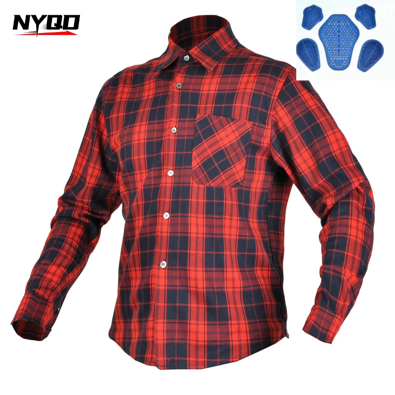 

VOLERO Motorcycle Riding Suit Casual Retro Four Season Motorcycle Checkered Shirt Anti Fall Submachine Jacket