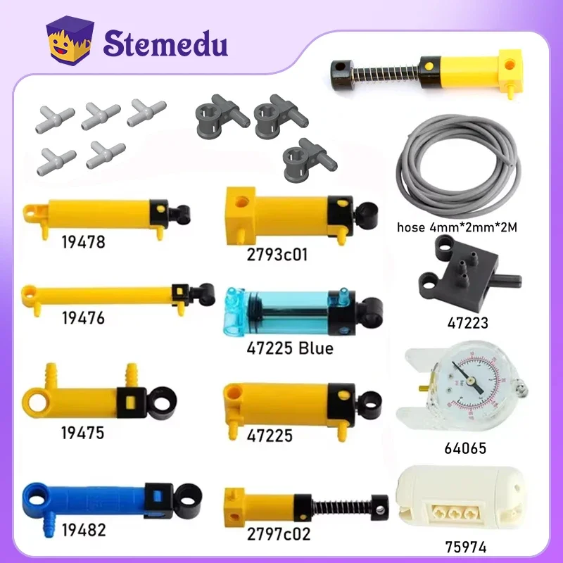 MOC Pneumatic Building Block Set Technical Hose Air Pump Piston Pneumatic Parts Compatible With legoeds 9641 42043 47225 61904