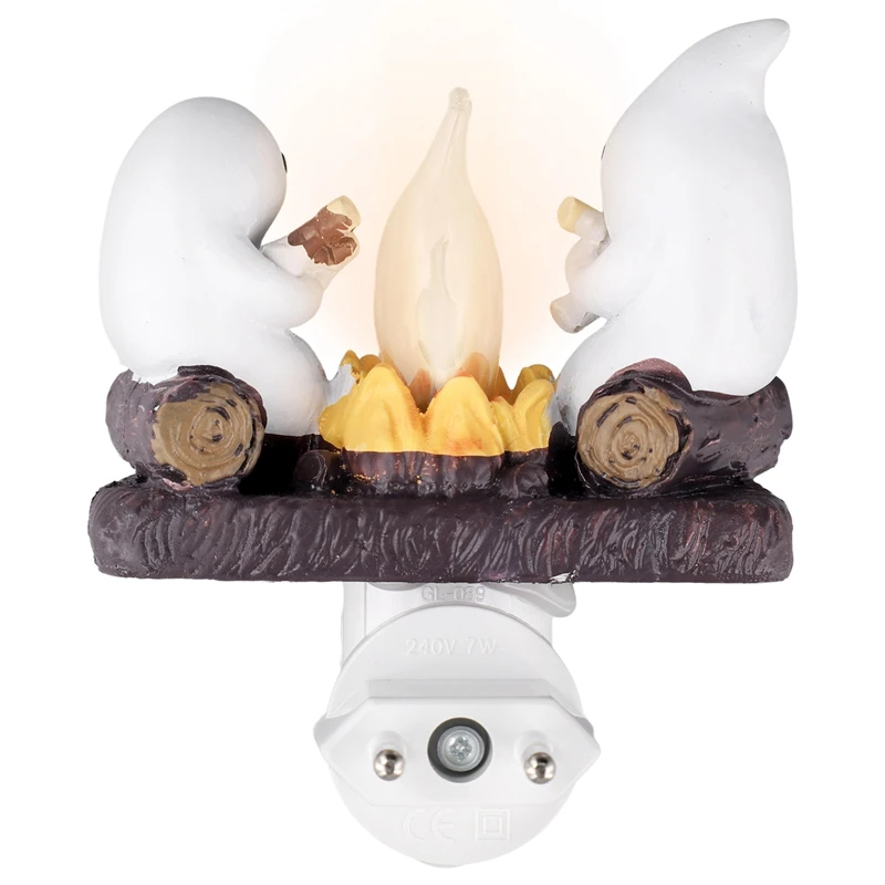 Ghost Campfire luce notturna tremolante 3D falò fantasma Nightlight fantasmi torrefazione falò S 'Mores Flicker Flame Light