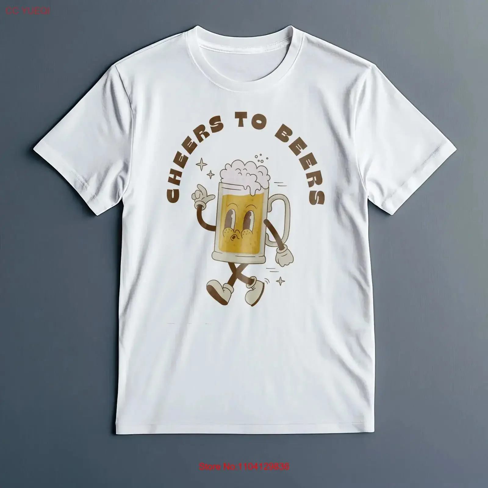Cheers To Beers Funny Beer Lover T Shirt Retro Mug Cartoon Party Drinking For Him Her Summer BBQ vintage Washed