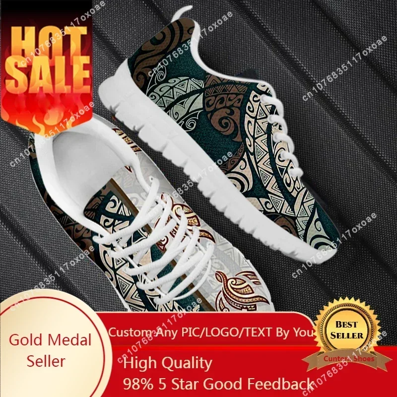 

Винтажные женские кроссовки на шнуровке Maori Samoan, полинезийская этническая черепаха с принтом, сетчатая женская обувь, легкая повседневная спортивная обувь
