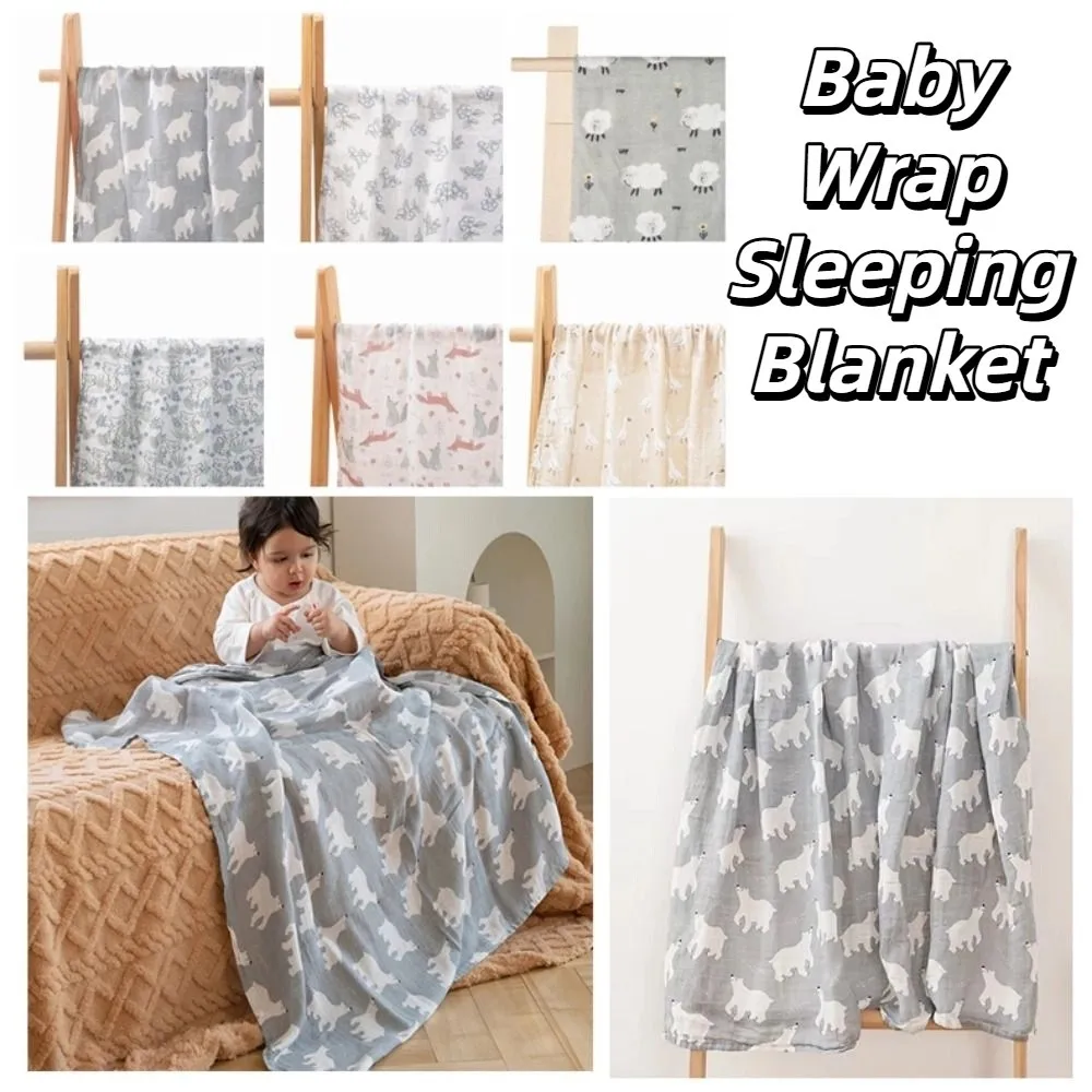 

Soft Baby Swaddle Blanket Cartoon Print Breathable Baby Wrap Sleeping Bag Cotton Double Layer Baby Stroller Cover Baby Stroller
