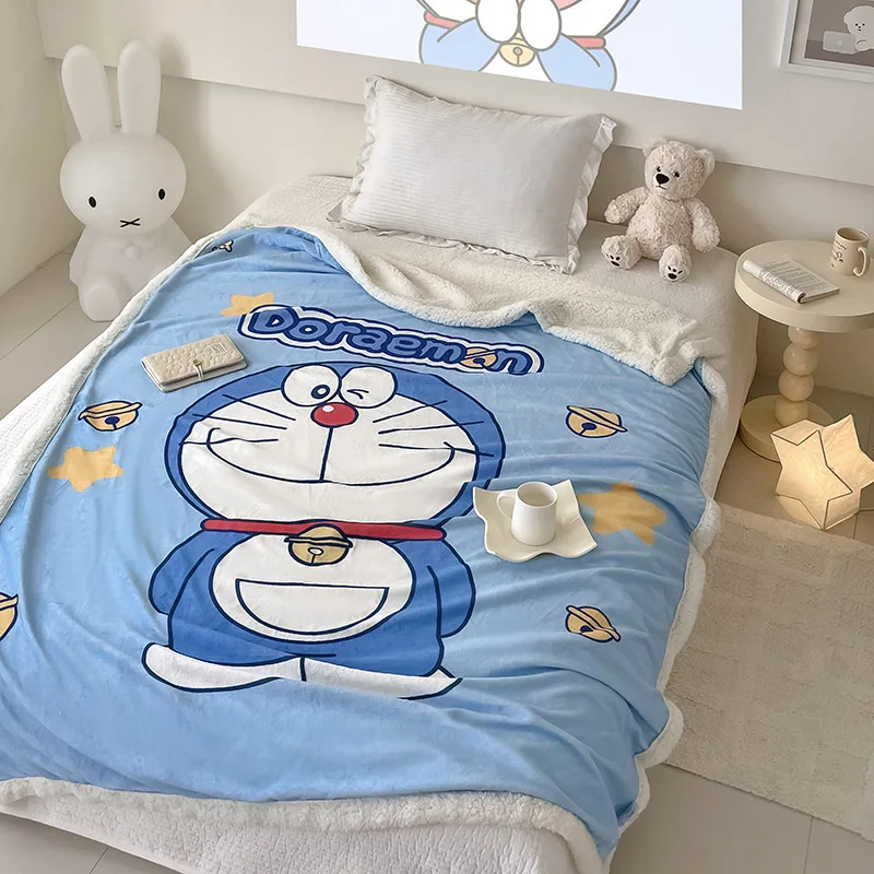 

Новое мультяшное бархатное Двухслойное толстое одеяло Doraemon для осени и зимы с овечьей шерстью лучший подарок