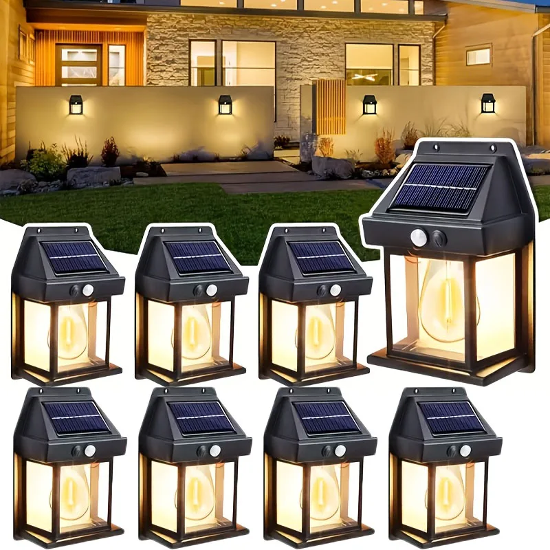 LED Solar Light Motion Sensor Solar Wall Lamp Outdoor 3 Modes Light Control Decorative Garden Lamps for Home Yard Walkway Patio