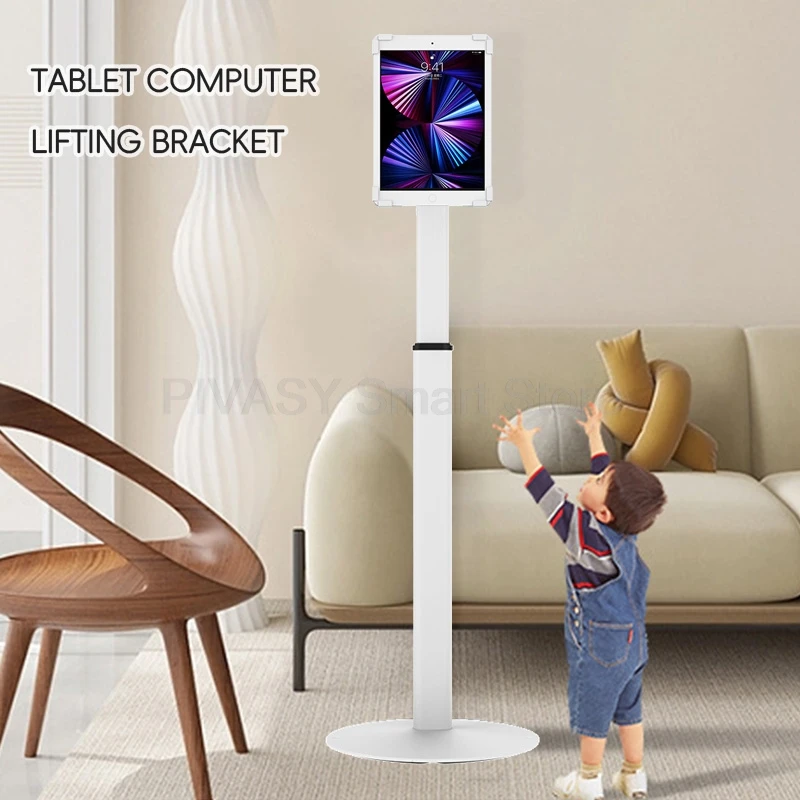 Portable Height Adjustable TV Moving Stand Flat Rablet Bracket Multi Functional Lifting Display Holder for Fitness Commercial