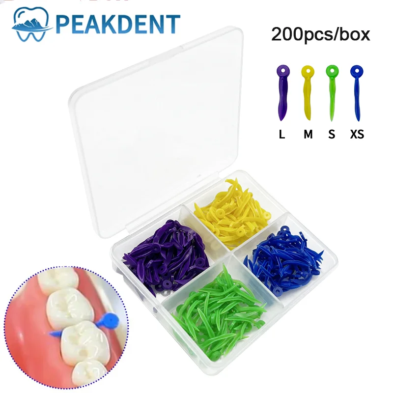 

200Pcs/Box Dental Disposable Tooth Gap Wedges With End Circular Hole Medical Plastic 4 Sizes Disposable Dentistry Lab Tools