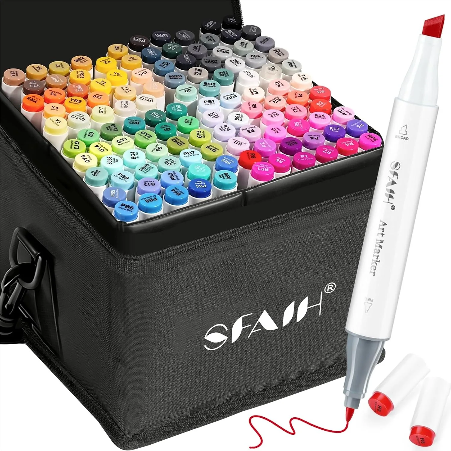 

121 Colors Alcohol Markers Set with Dual Tips, Chisel & Fine, for Coloring Books Illustration Sketch Art Design, Blending &