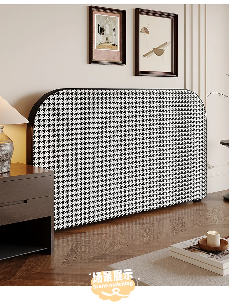 

Internet houndstooth headboard upholstery cushions modern simple solid wood headboard bedroom leather floor-to-ceiling