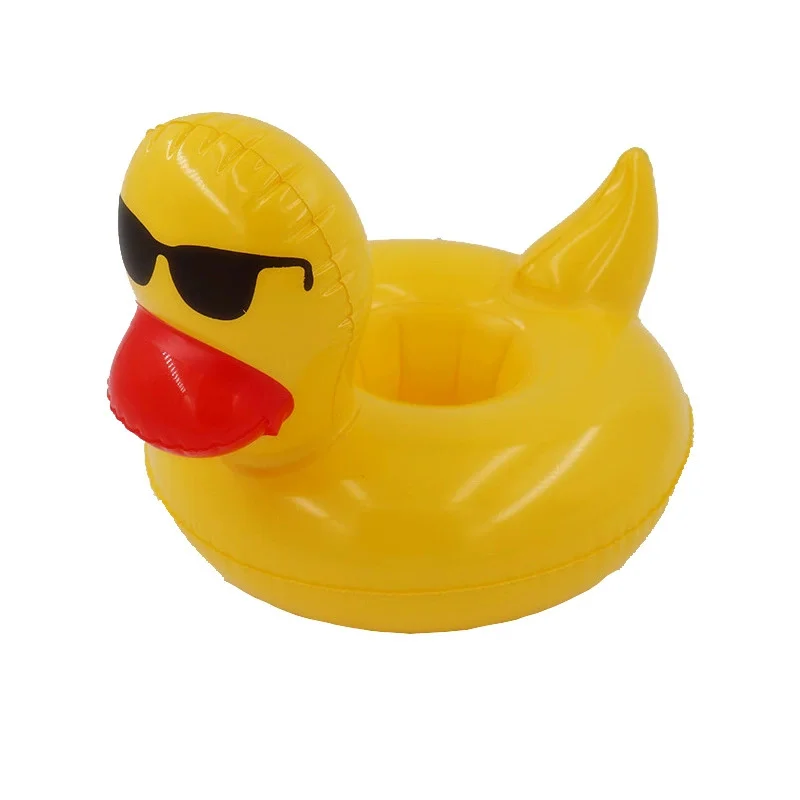 Pato brinquedos infláveis suporte de copo verão ao ar livre piscina praia festa água flutuante bebida copo titular óculos de sol pato modelo inflável