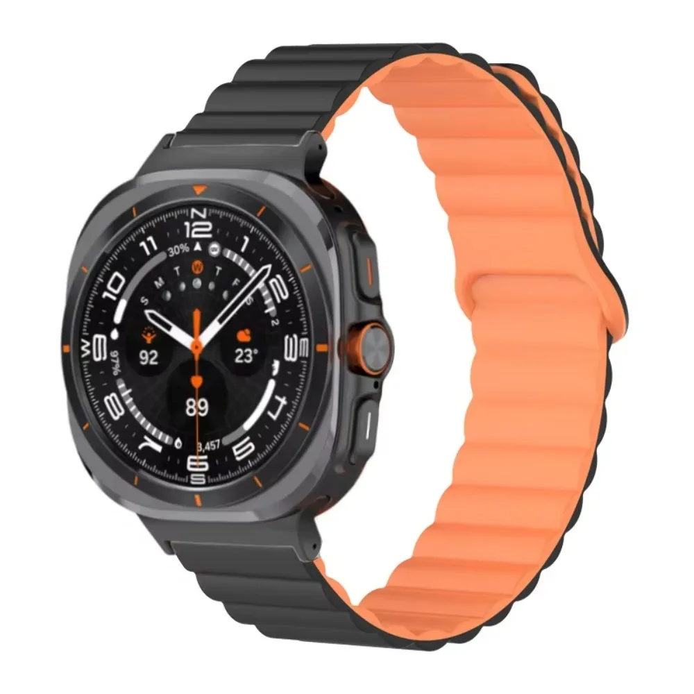 Magnetic Auto Attach Silicone Watch Band 34mm for Samsung Galaxy Watch Ultra 47mm No Buckle Breathable Soft Durable Sport Unisex