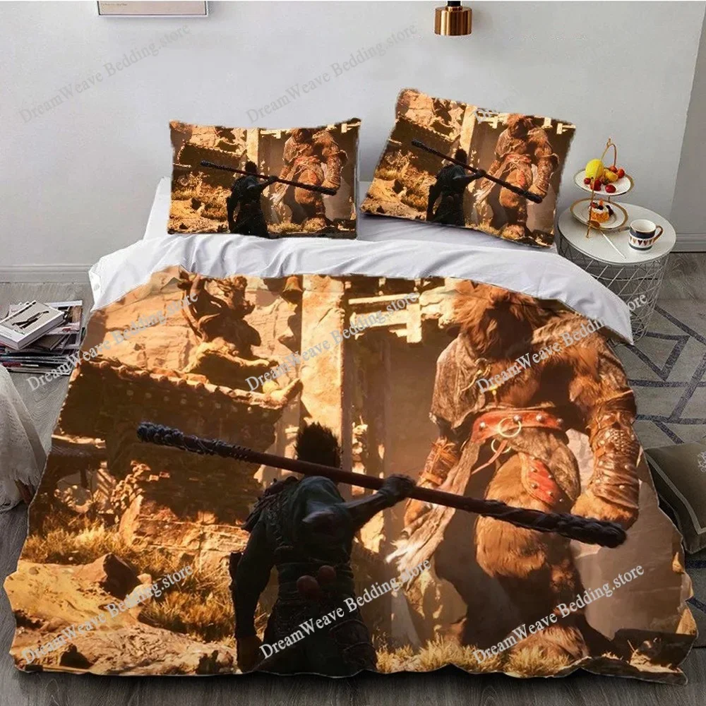 Black Myth Wukong Quilt Cover Bedding Set,Children's Soft Bed Cover,Single Double Full King Bed King Bed Set Home Textileextile