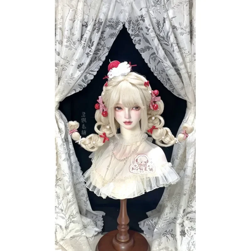 Lolita Wig   Synthetic Heat Resistant Fiber Cosplay Hairpiece for Girls Daily Party Costume Natural Look Soft ，only wigs