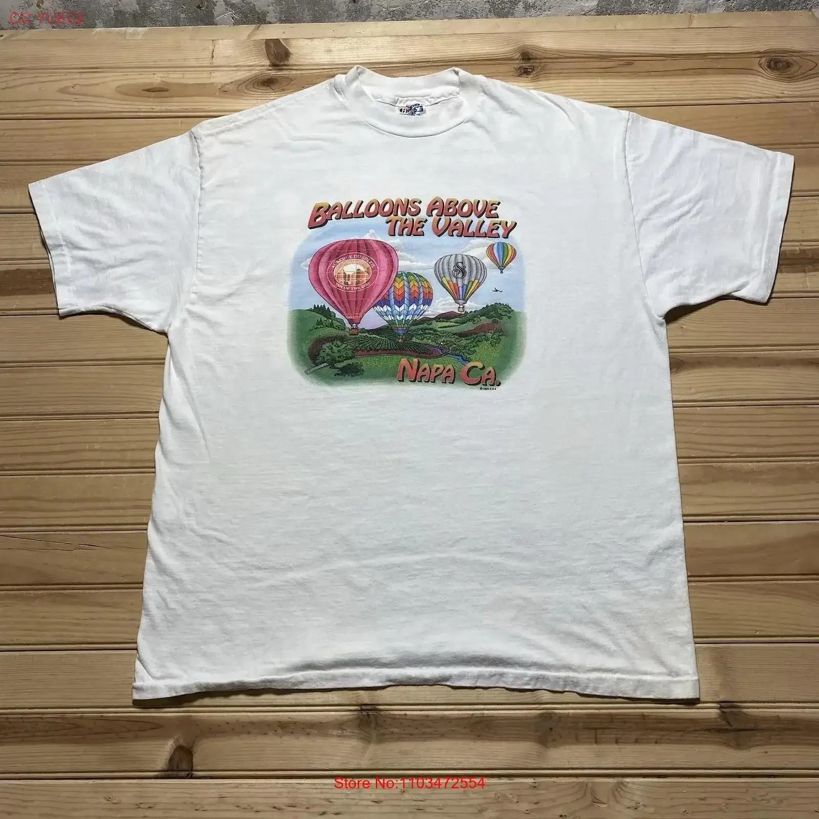 Винтажная футболка 90-х годов с воздушными шарами Above The Valley Napa California ArT, размер XL, винтажная стильная мягкая футболка